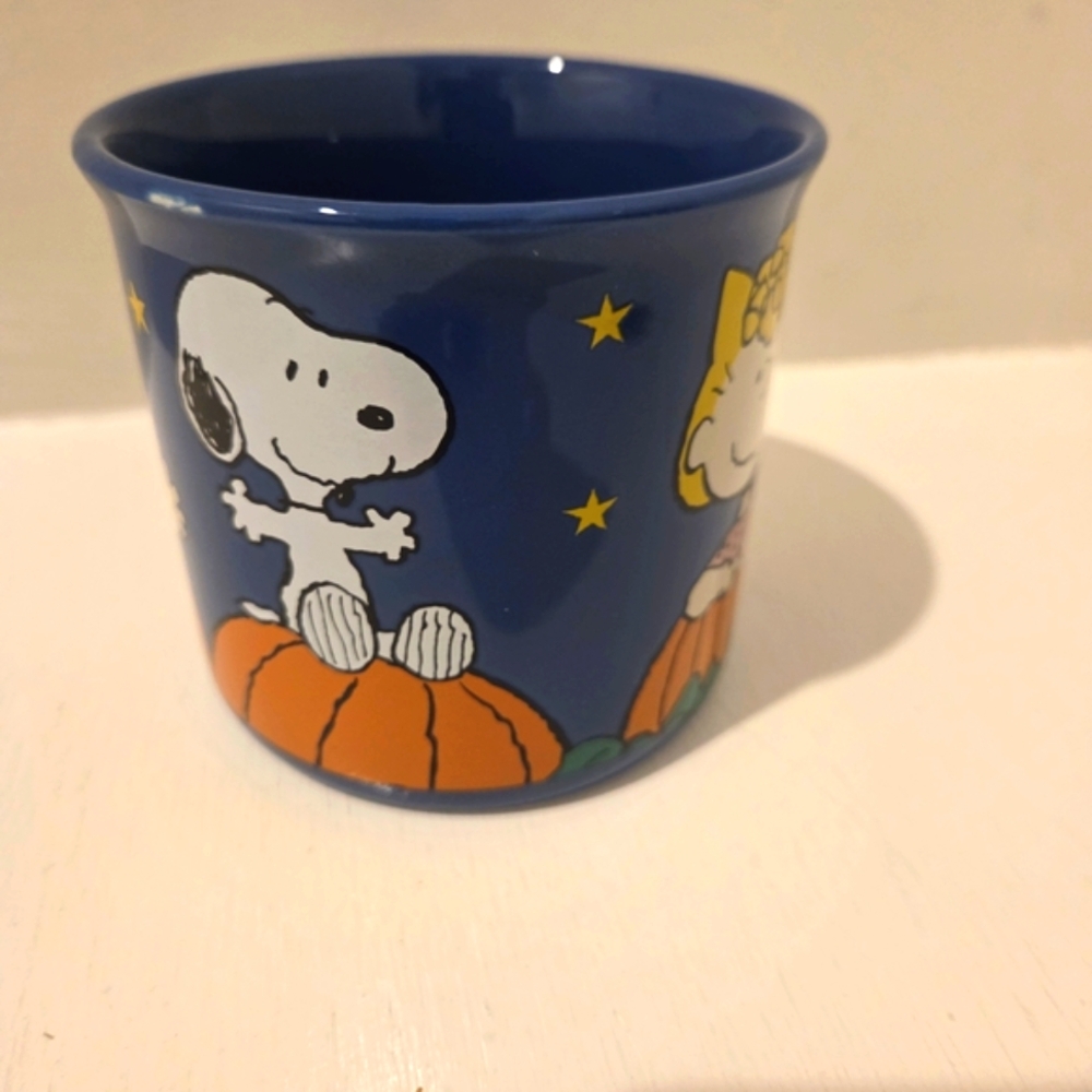 Peanuts Blue Mug with Snoopy and Pumpkin Design